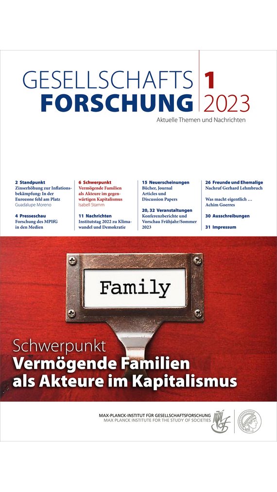 Titelblatt der Zeitschrift "Gesellschaftsforschung" 2023 mit Inhaltsverzeichnis.