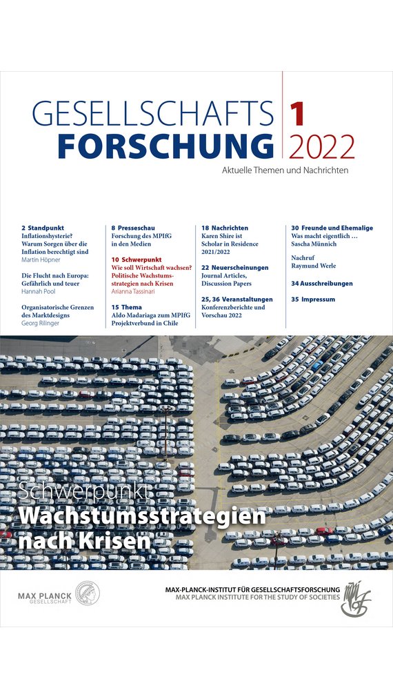 Cover page of the journal “Gesellschaftsforschung” 2022 with table of contents.