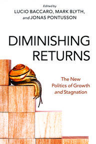 A snail on stacked blocks symbolises slow growth; the book title ‘Diminishing Returns’ is visible.
