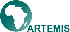 A teal circular logo displays a white silhouette of the African continent, accompanied by bold, teal text reading "ARTEMIS" to the right.