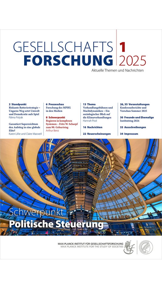 Cover page of the journal “Gesellschaftsforschung” 2025 with table of contents.