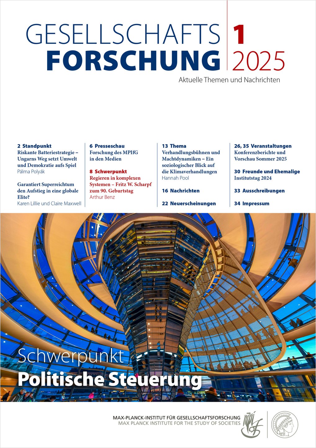 Cover page of the research magazine “Gesellschaftsforschung” 2025/1 with table of contents