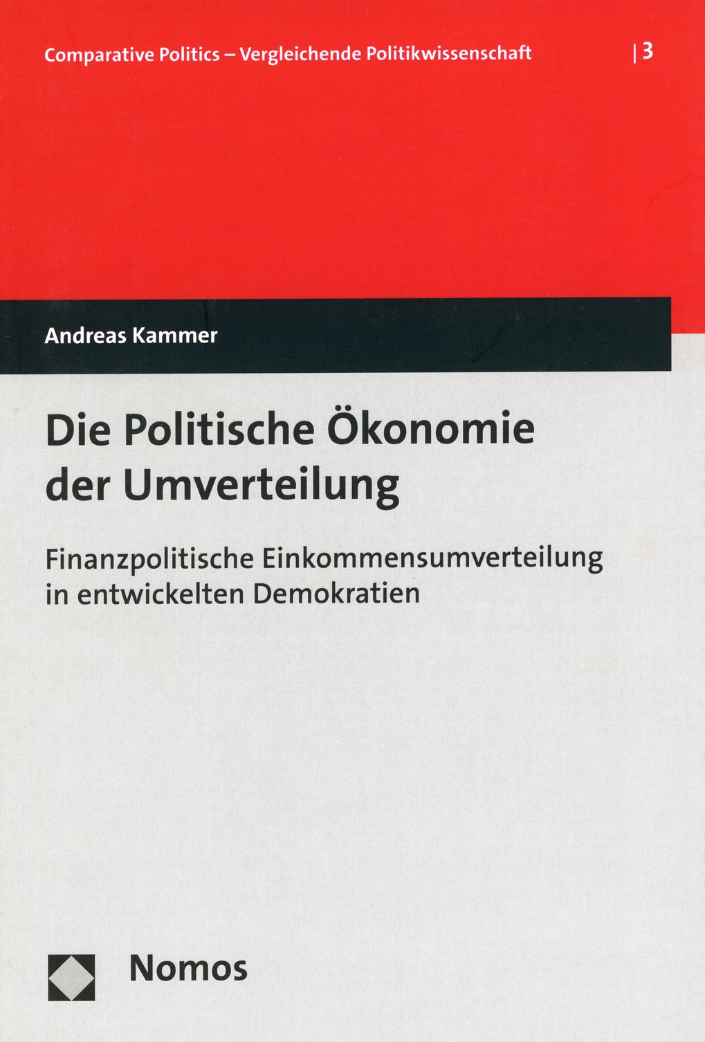 Andreas Kammers Werk "Die Politische Ökonomie der Umverteilung" behandelt finanzpolitische Einkommensumverteilung in entwickelten Demokratien, erschienen bei Nomos.