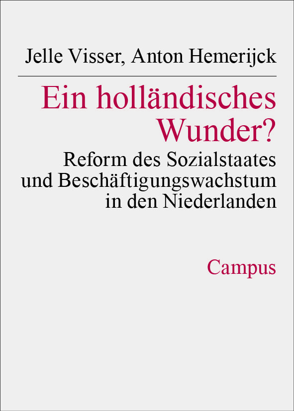 Cover of the book ‘A Dutch Miracle?’ by Jelle Visser and Anton Hemerijck, dealing with welfare state reform and employment growth in the Netherlands, published by Campus.