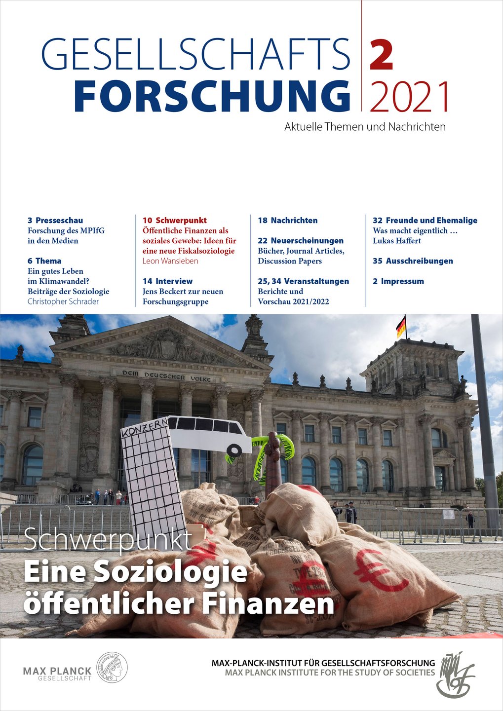 Titelseite der Zeitschrift „Gesellschaftsforschung“ 2021 mit Inhaltsverzeichnis.