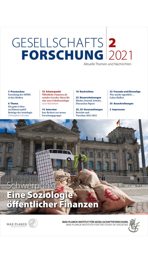 Cover page of the journal “Gesellschaftsforschung” 2021 with table of contents.
