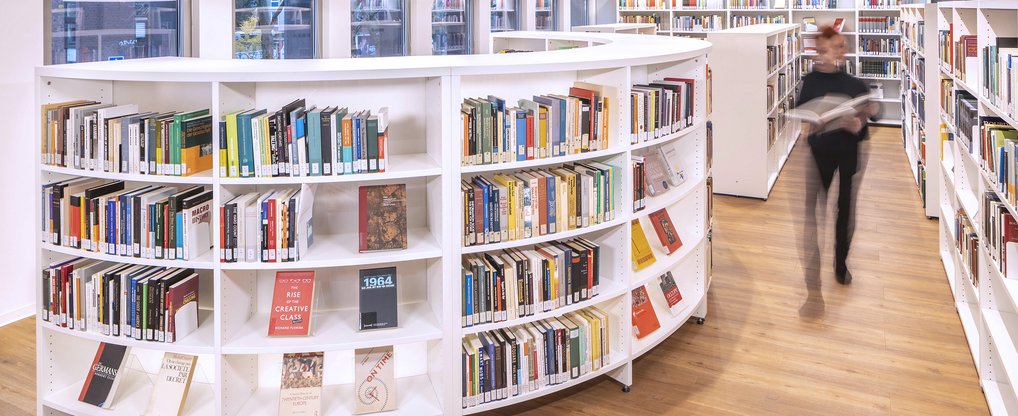 Library with colourful books